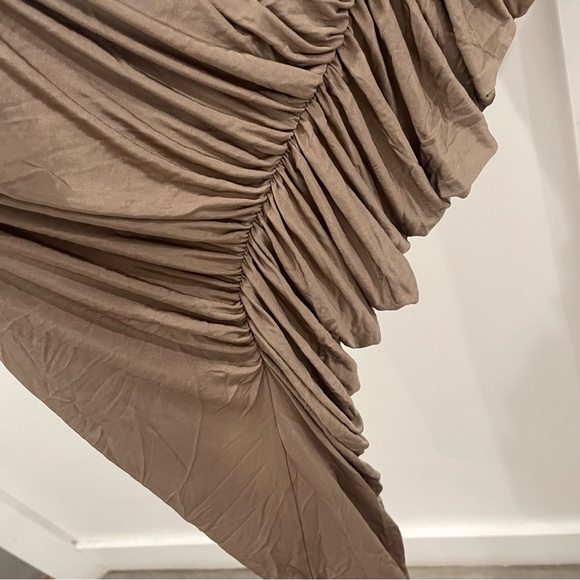 NWT Helsa Maxi Skirt Brown Tan Ruched Draped Bianca size XS - Picture 9 of 10